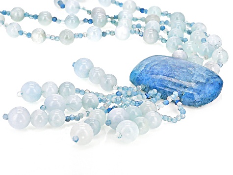 Blue Dreamy Aquamarine Rhodium Over Sterling Silver Necklace