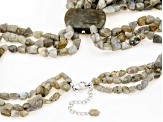 Gray Labradorite Rhodium Over Sterling Silver Necklace