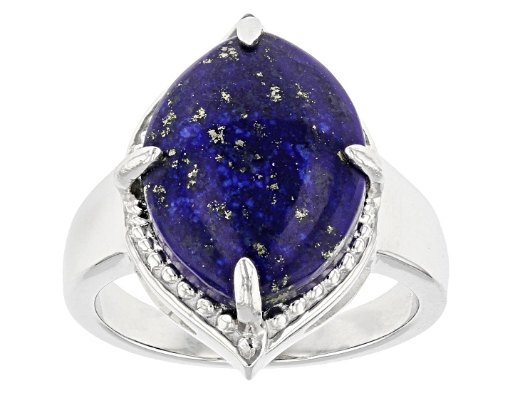 7インチ E-25 クリスタルボウル LAPIS LAZULI PLATINUM Blue Lapis Lazuli Rhodium Over Sterling Silver Ring - JSM025
