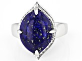 Blue Lapis Lazuli Rhodium Over Sterling Silver Ring