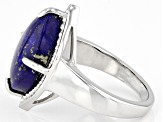 Blue Lapis Lazuli Rhodium Over Sterling Silver Ring