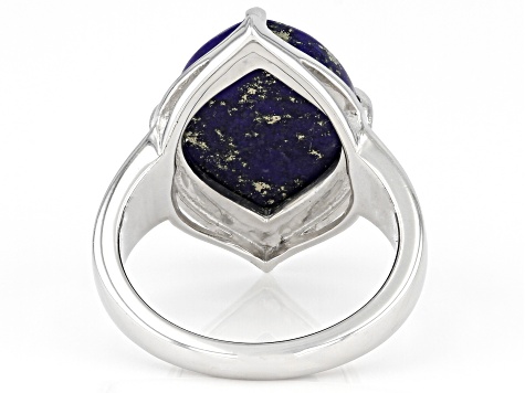 Blue Lapis Lazuli Rhodium Over Sterling Silver Ring