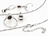 Golden Sheen Sapphire with Lab White Sapphire Rhodium Over Sterling Silver Jewelry Set 5.13ctw