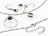 Silver Sheen Sapphire with Lab White Sapphire Rhodium Over Sterling Silver Jewelry Set 5.13ctw