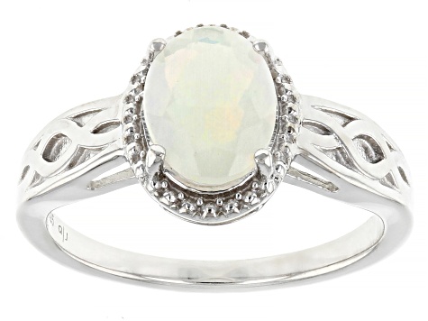Multi-Color Ethiopian Opal Rhodium Over Sterling Silver Ring .93ct ...