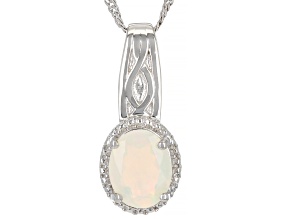Multi-Color Ethiopian Opal Rhodium Over Sterling Silver Pendant With Chain .93ct