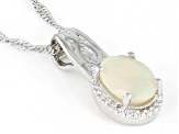 Multi-Color Ethiopian Opal Rhodium Over Sterling Silver Pendant With Chain .93ct