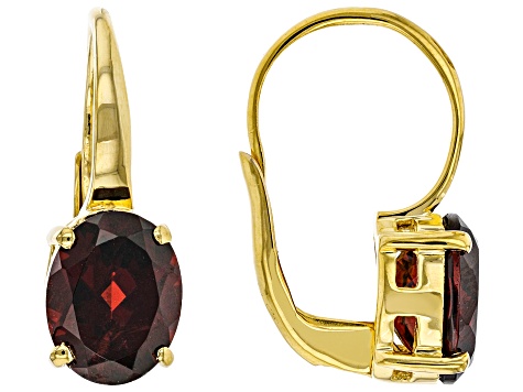 Red Garnet 18k Yellow Gold Over Sterling Silver Earrings 3.75ctw