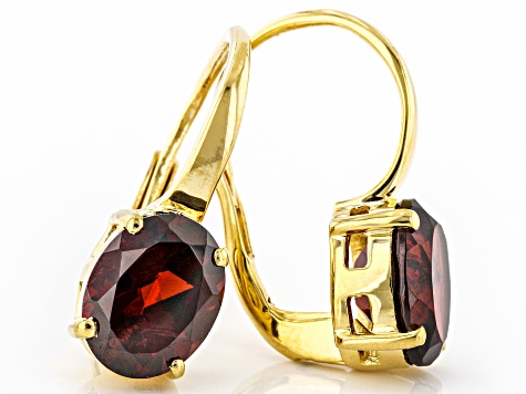 Red Garnet 18k Yellow Gold Over Sterling Silver Earrings 3.75ctw