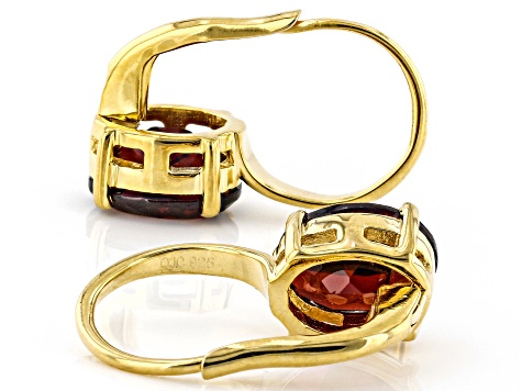 Red Garnet 18k Yellow Gold Over Sterling Silver Earrings 3.75ctw