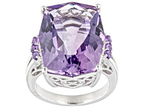 Lavender Amethyst Rhodium Over Sterling Silver Ring 14.61ctw