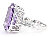 Lavender Amethyst Rhodium Over Sterling Silver Ring 14.61ctw