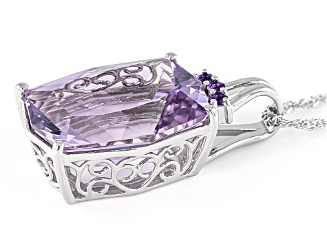 Lavender Amethyst Rhodium Over Sterling Silver Pendant With Chain 14.47ctw