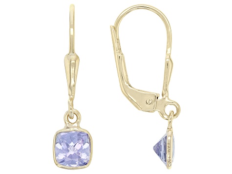 Tanzanite, Aquamarine & Morganite Rhodium, 18k Yellow & Rose Gold Over Silver Earring Set 3.15ctw