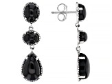 Black Onyx Rhodium Over Sterling Silver Dangle Earrings