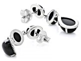 Black Onyx Rhodium Over Sterling Silver Dangle Earrings