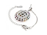 Multi-Gemstone Rhodium Over Sterling Silver Pendant With Chain 4.97ctw