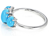 Blue Sleeping Beauty Turquoise Rhodium Over Sterling Silver 3-Stone Ring