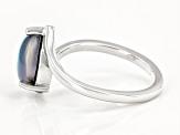 Blue Aurora Moonstone Rhodium Over Sterling Silver Solitaire Ring