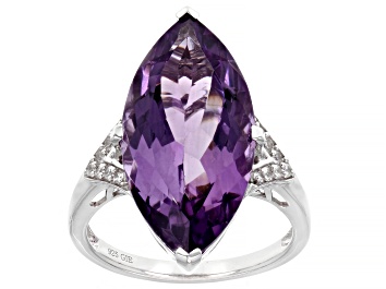 Picture of Purple Brazilian Amethyst With White Zircon Rhodium Over Sterling Silver Ring 8.66ctw