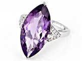 Purple Brazilian Amethyst With White Zircon Rhodium Over Sterling Silver Ring 8.66ctw