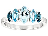 Sky Blue Topaz Rhodium Over Sterling Silver Ring 1.34ctw