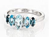 Sky Blue Topaz Rhodium Over Sterling Silver Ring 1.34ctw
