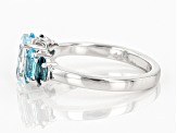 Sky Blue Topaz Rhodium Over Sterling Silver Ring 1.34ctw