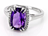 Lavender Amethyst With White Zircon Rhodium Over Sterling Silver Ring 3.37ctw