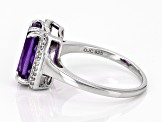 Lavender Amethyst With White Zircon Rhodium Over Sterling Silver Ring 3.37ctw