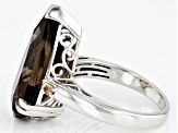 Brown Smoky Quartz With Andalusite Rhodium Over Sterling Silver Ring 7.73ctw