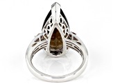 Brown Smoky Quartz With Andalusite Rhodium Over Sterling Silver Ring 7.73ctw