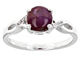 Red Indian Star Ruby Rhodium Over Sterling Silver Ring 2.71ctw