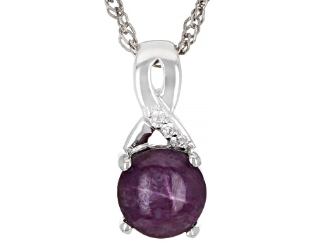 Indian Star Ruby With Rhodium Over Sterling Silver Pendant With Chain 2.19ctw