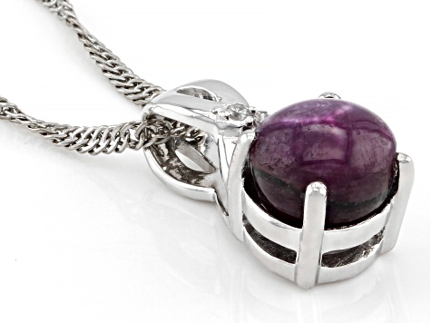 Indian Star Ruby With Rhodium Over Sterling Silver Pendant With Chain 2.19ctw