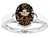 Brown Smoky Quartz Rhodium Over Sterling Silver Solitaire Ring 2.16ct