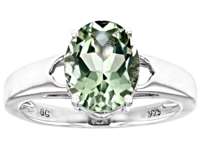 Green Prasiolite Rhodium Over Sterling Silver Solitaire Ring 2.25ct