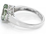 Green Prasiolite Rhodium Over Sterling Silver Solitaire Ring 2.25ct