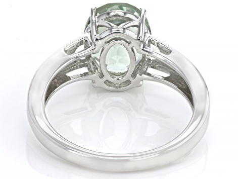 Green Prasiolite Rhodium Over Sterling Silver Solitaire Ring 2.25ct