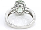 Green Prasiolite Rhodium Over Sterling Silver Solitaire Ring 2.25ct