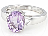 Lavender Amethyst Rhodium Over Sterling Silver Solitaire Ring 2.00ct