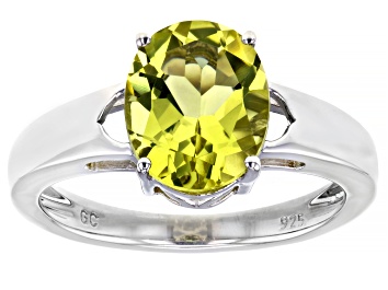 Picture of Yellow Quartz Rhodium Over Sterling Silver Solitaire Ring 2.25ct