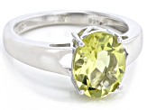 Yellow Quartz Rhodium Over Sterling Silver Solitaire Ring 2.25ct