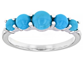 Blue Sleeping Beauty Turquoise Rhodium Over Sterling Silver Ring