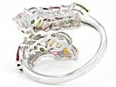 Multi-Tourmaline Rhodium Over Sterling Silver Ring 2.00ctw