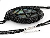 Gray Labradorite with Black Spinel Rhodium Over Sterling Silver Necklace