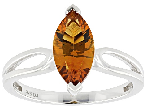 Madeira Citrine Rhodium Over Sterling Silver Solitaire Ring 1.35ct