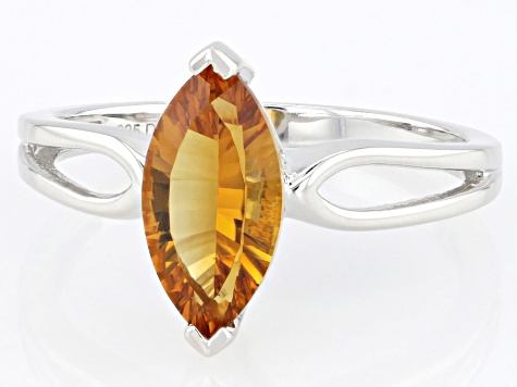 Madeira Citrine Rhodium Over Sterling Silver Solitaire Ring 1.35ct