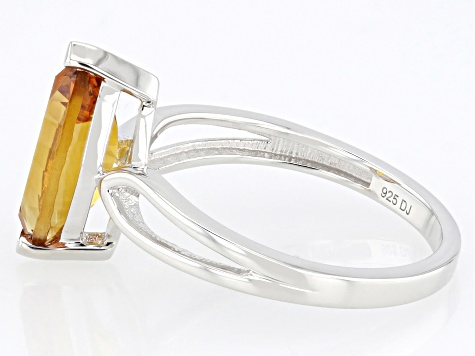 Madeira Citrine Rhodium Over Sterling Silver Solitaire Ring 1.35ct