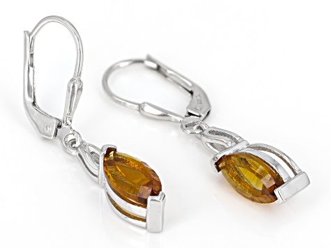 Madeira Citrine Rhodium Over Sterling Silver Dangle Earrings 1.50ctw